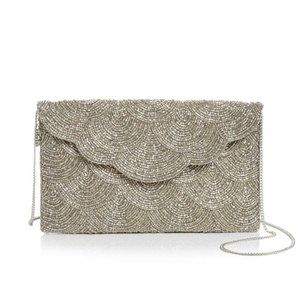 From St Xavier Chevy Beaded Clutch Silver
